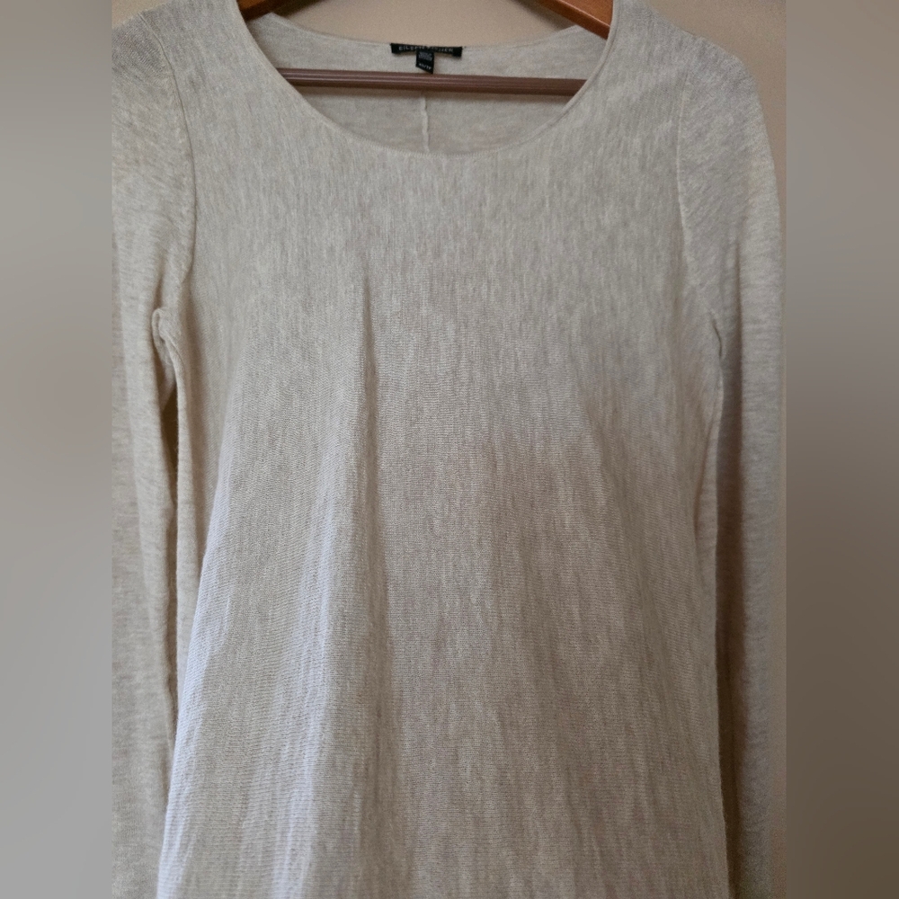 Eileen Fisher Cream Alpaca Wool Blend Tunic Sweater XS Quiet Luxury Lagenlook